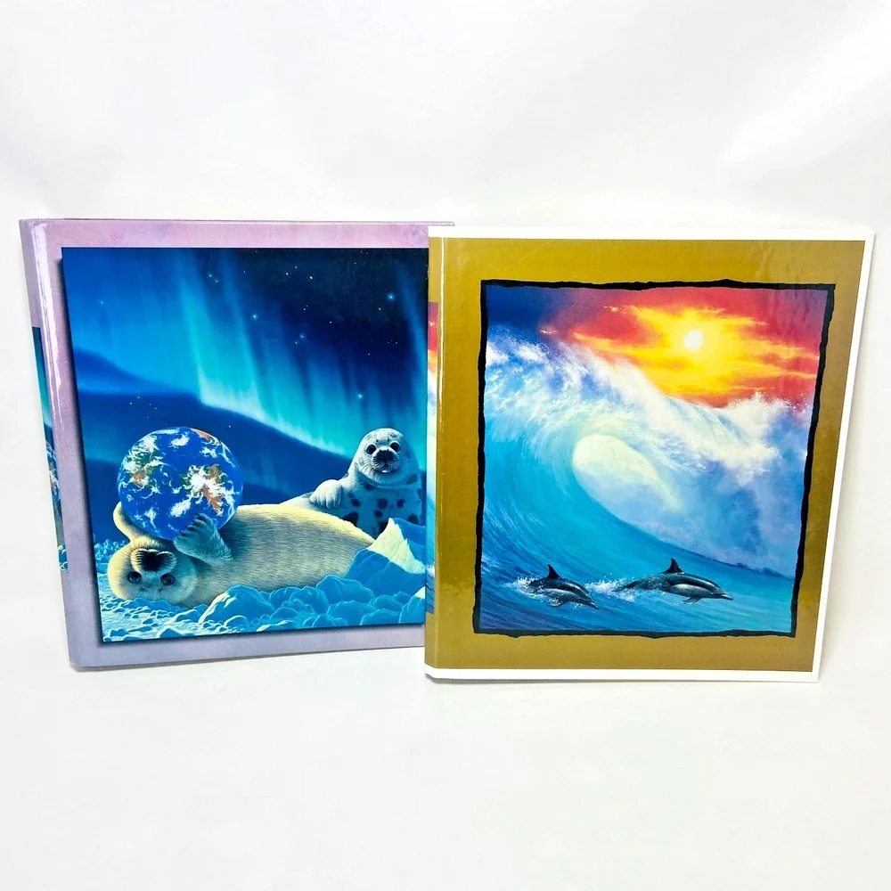 2 VTG 1990s Stuart Hall Schimmel 3 Ring Binder Organizer Seals Dolphin Retro NOS